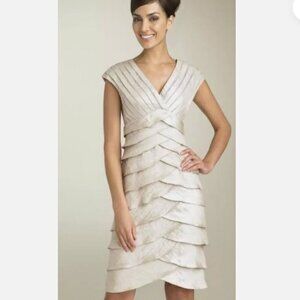 Adrianna Papell Tiered Ruffle Pleated Bodice Satin Dress (8)